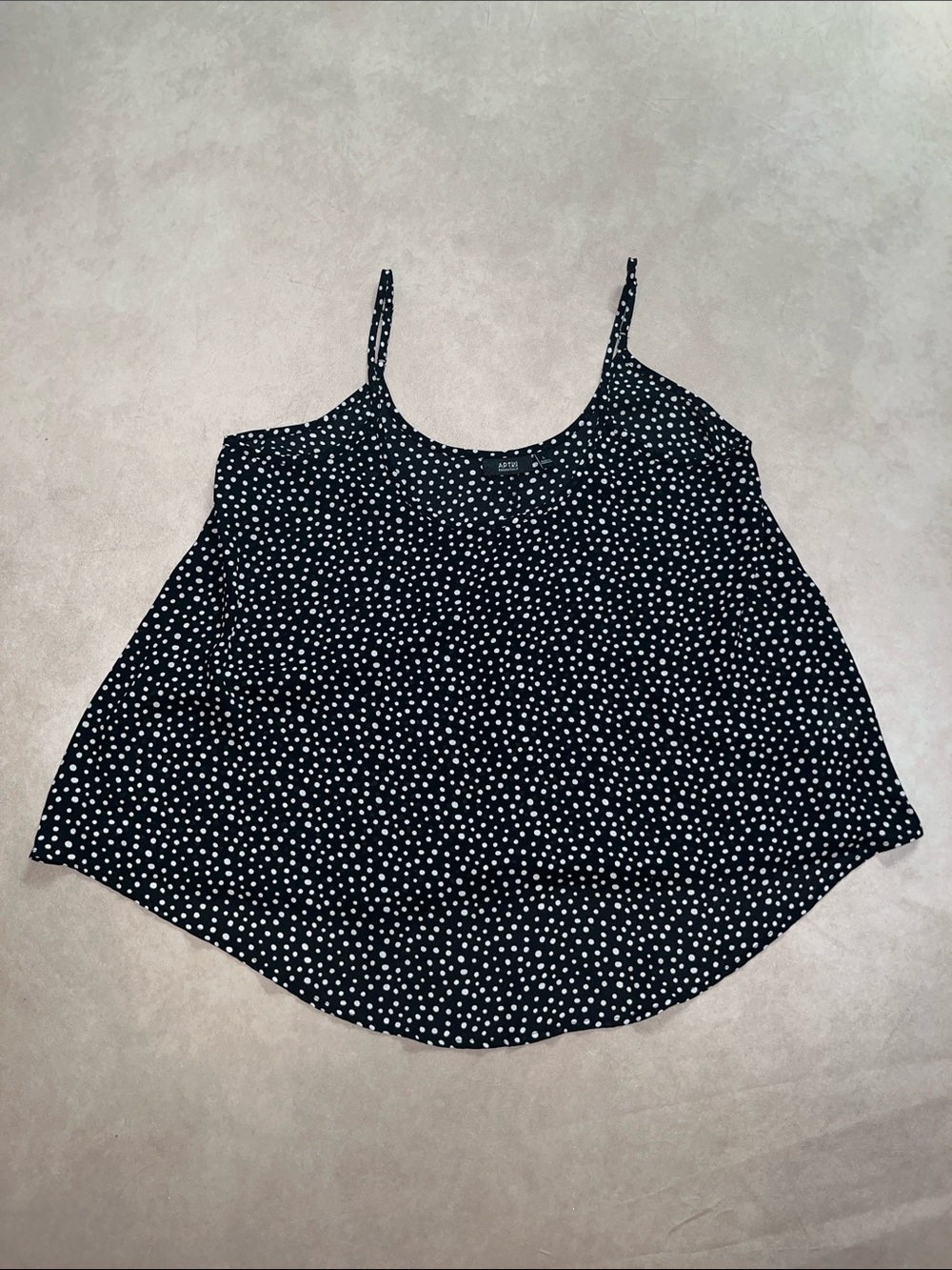 Essentials Black and White Polka Dot Spaghetti Strap Camisole Top